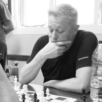 Michele Marchioro thinking during a chess game